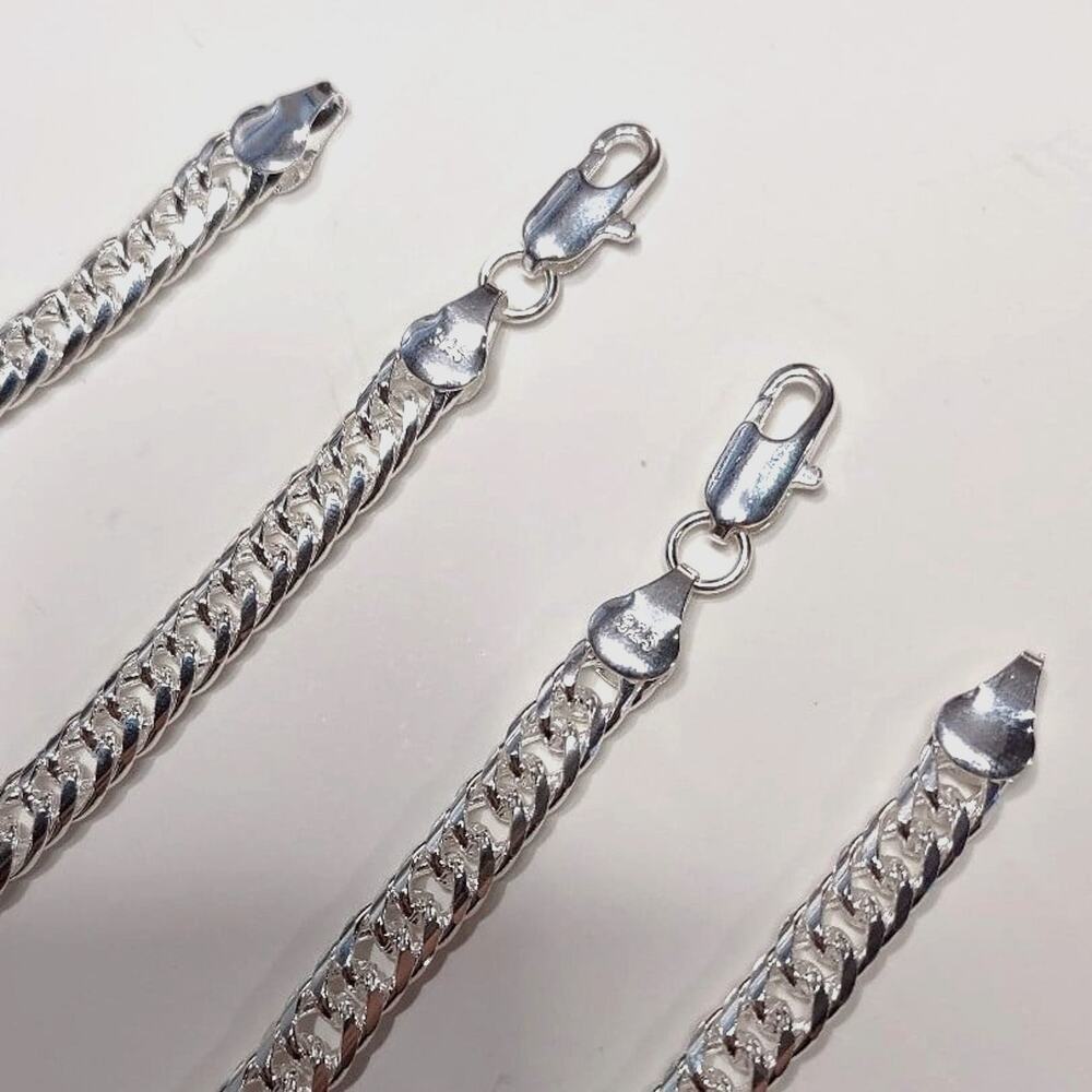 925 Sterling Silver Necklace Bracelet Set Bundle Thick Chain Link Gift